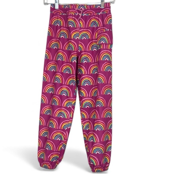 Hatley Other - Hatley Pink Rainbow Joggers Kids Sz 8 Rain Pant Pocket Elastic Drawstring Waist